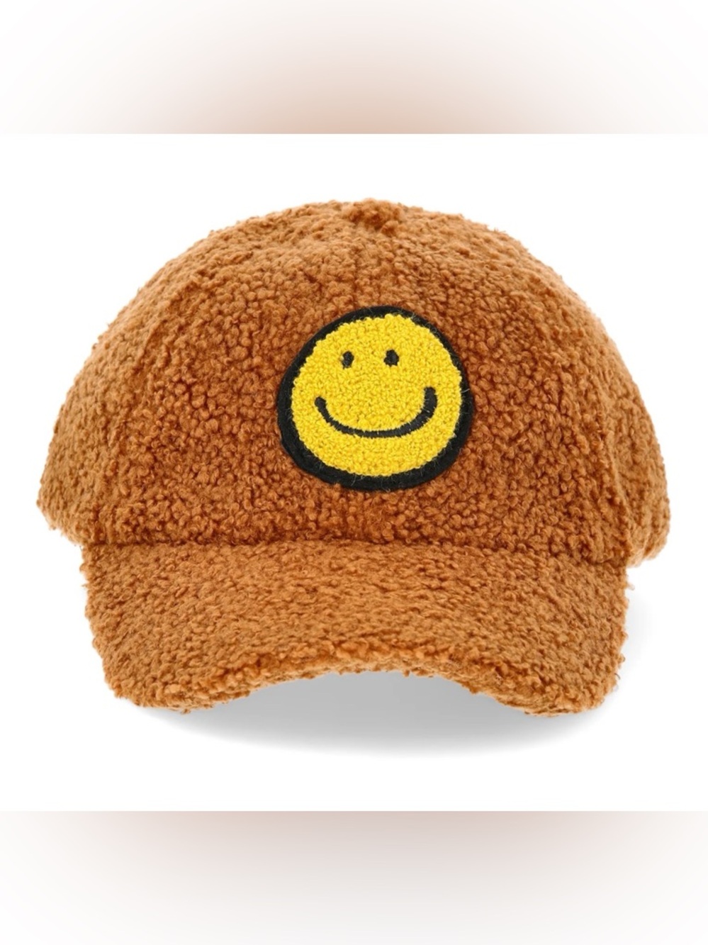 Teddy Sherpa Smile Patch Baseball Cap - Rust One Size